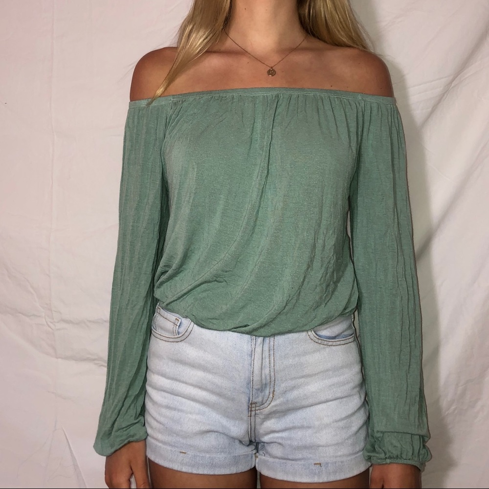 Off-The-Shoulder Teal Top
